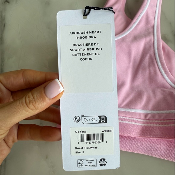 ALO Yoga Sweet Pink Heart Throb Sports Bra NWT Small - Picture 4 of 8